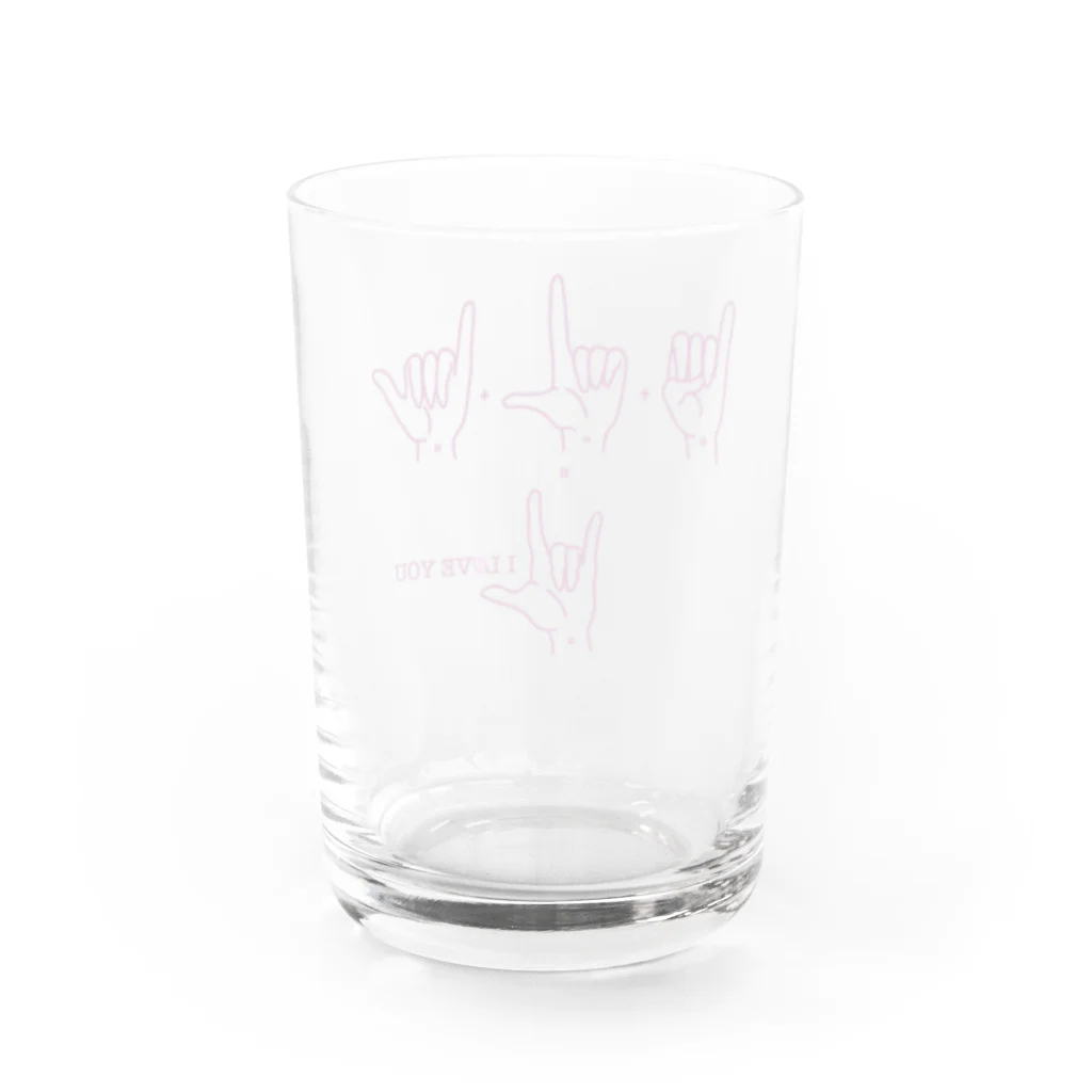 創作工房muccoの指文字:I LOVE YOU  Water Glass :back