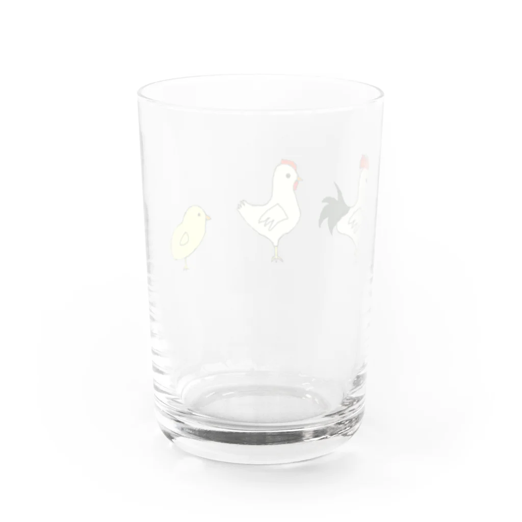 Bianco and NeROのにわとり家族 Water Glass :back