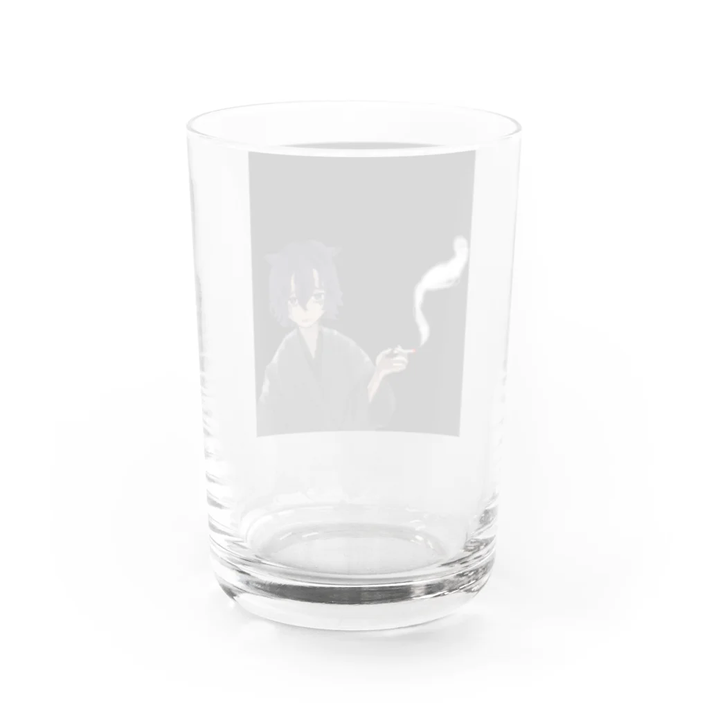 ねこ教祖の生活能力ゼロゼロ　文字なし黒背景 Water Glass :back