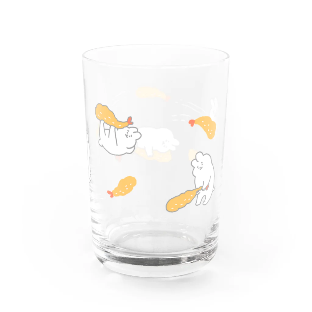 ふるえるとりのうさぎとエビフライが飛び交うグラス Water Glass :back