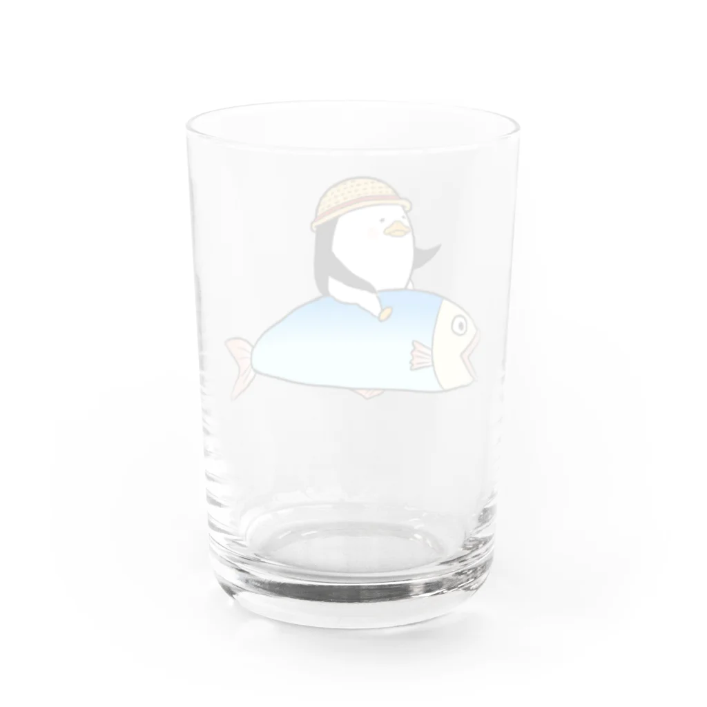 PENぎんSHOPの魚に乗ったペンギン Water Glass :back