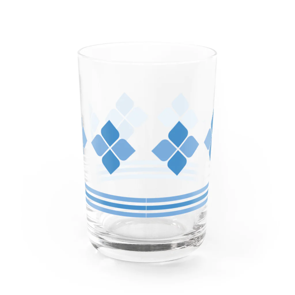 あずきいろのお花のグラス ブルー Water Glass :back
