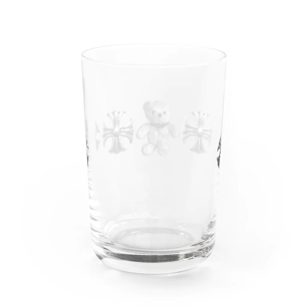 💜Salon de Lucia💜のGreek Crosses Teddy - monochrome Water Glass :back