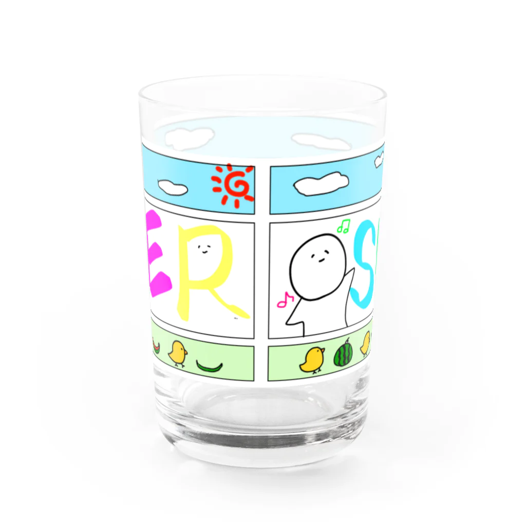 ゆるかわ りずむくんのりずむくん Summer！ Water Glass :back