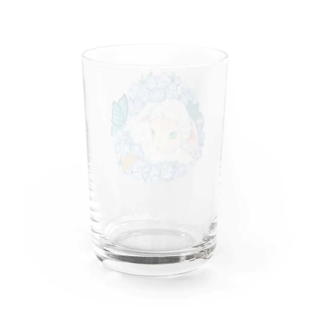 Floris Fiolia by 星丘空の【日本画×切り絵】ネモフィラと羊 Water Glass :back