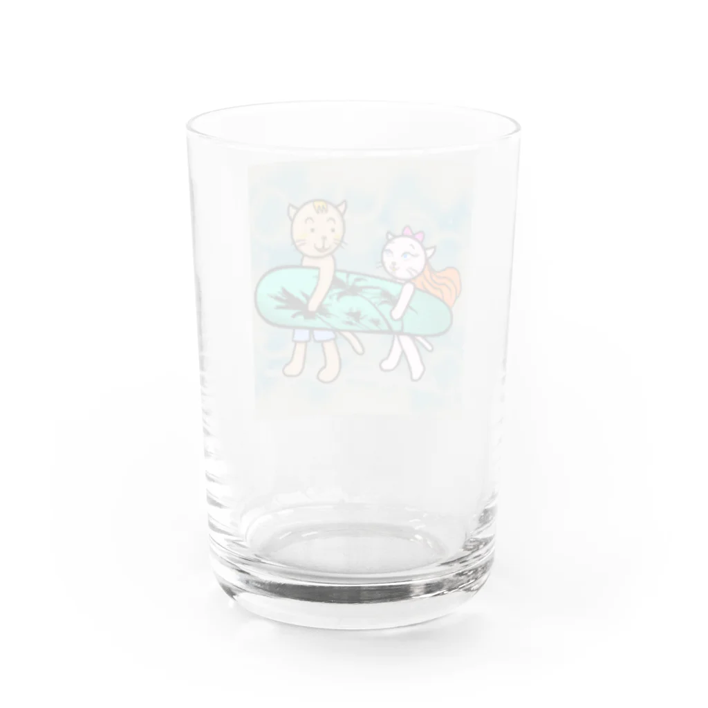 紫キャベツのネコの恋人たち Water Glass :back