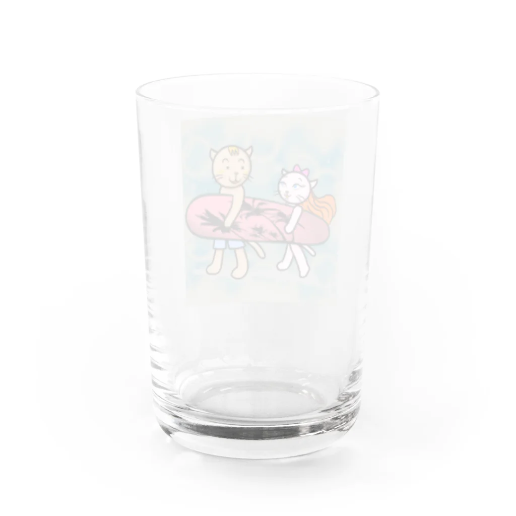 紫キャベツのネコの恋人たち Water Glass :back