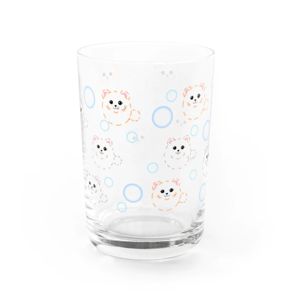 からっぽのオーブンの極限まで丸いポメラニアン・クリアドット Water Glass :back