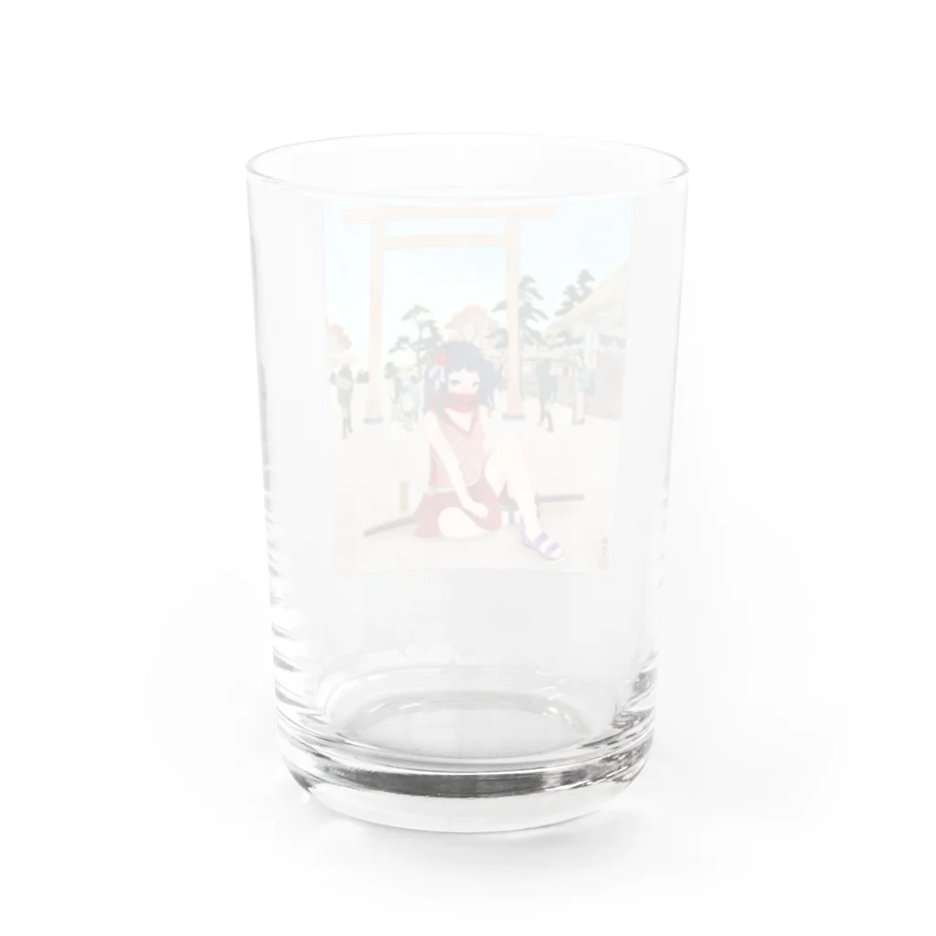 松や SUZURI店の伊勢 おかげ犬 Water Glass :back