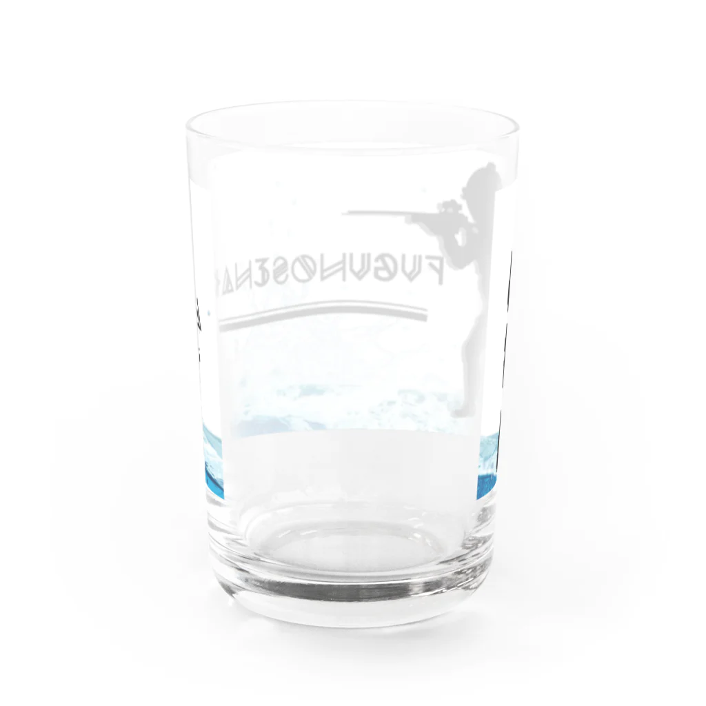 河豚ノ背中公式の新河豚背ロゴ 〜潮の風と青〜 Water Glass :back