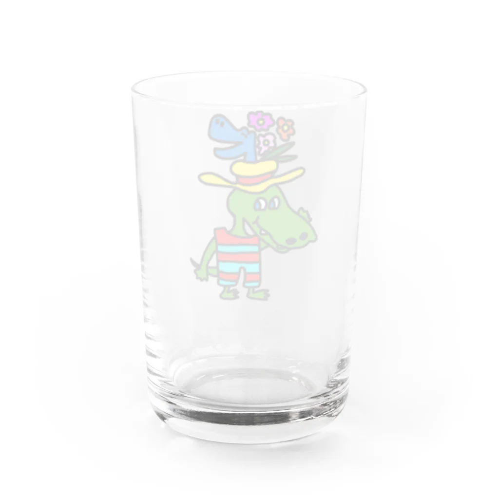 onigirisuit のド派手帽子のワニくん Water Glass :back