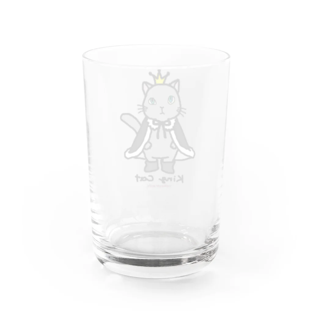 ゆきだるまころころのねこの王様＊黒 Water Glass :back