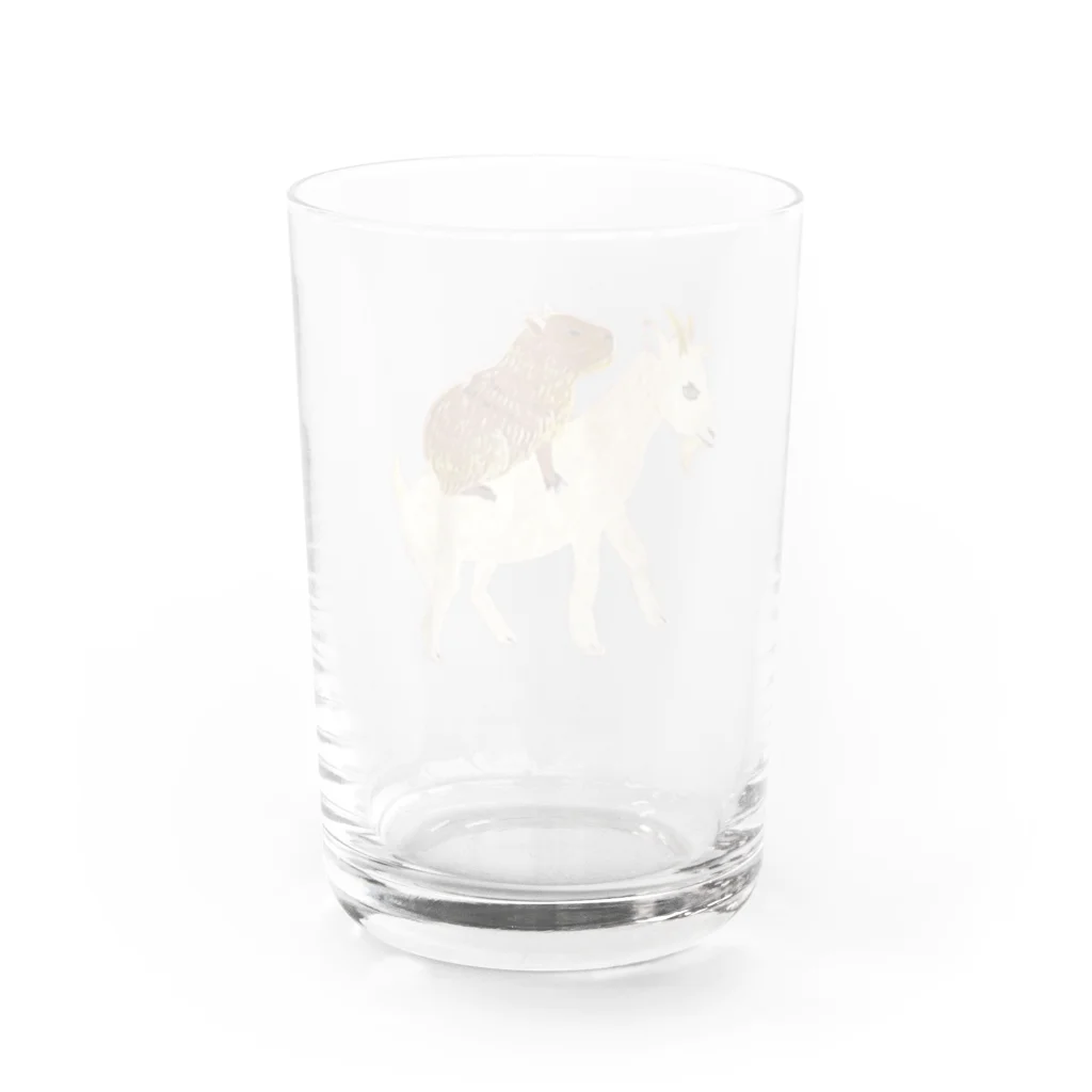 suzuejyaのヤギとカピパラん Water Glass :back