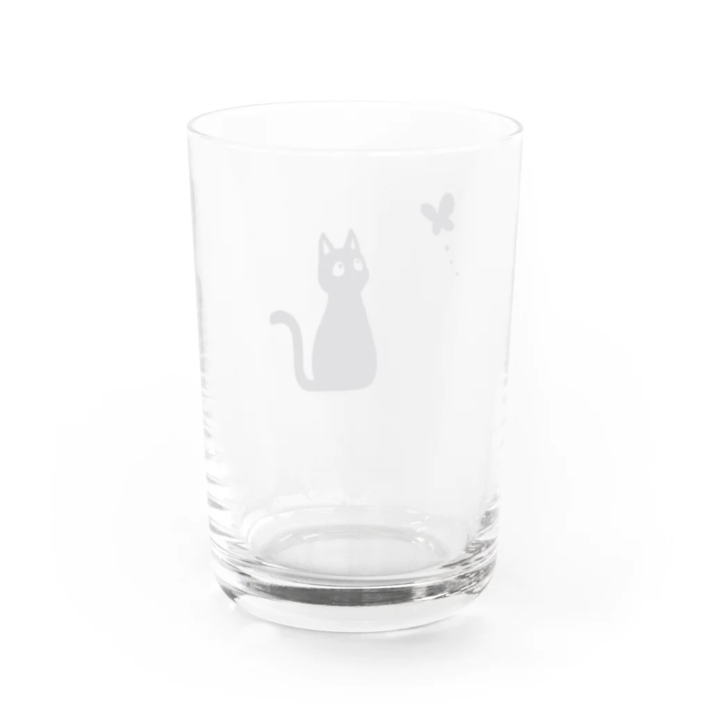 もずくろショップの蝶と黒猫 Water Glass :back
