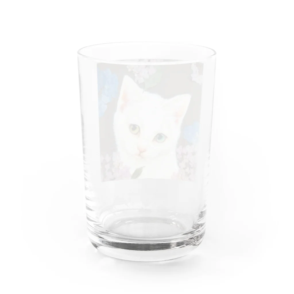 おちょぴの紫陽花としろねこ Water Glass :back