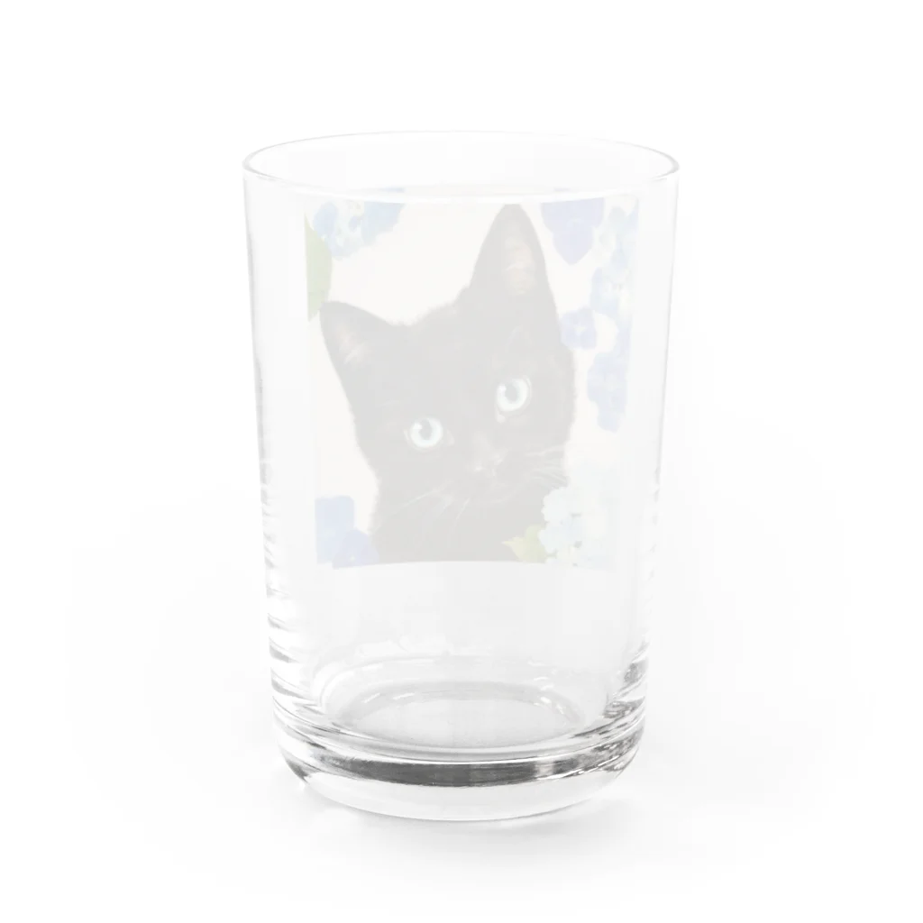 おちょぴの紫陽花とくろねこ Water Glass :back