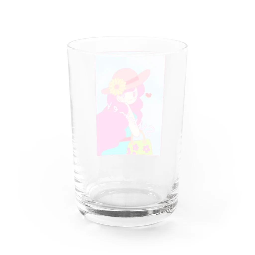 ヒロミンゴフラミンゴの夏の女の子 Water Glass :back