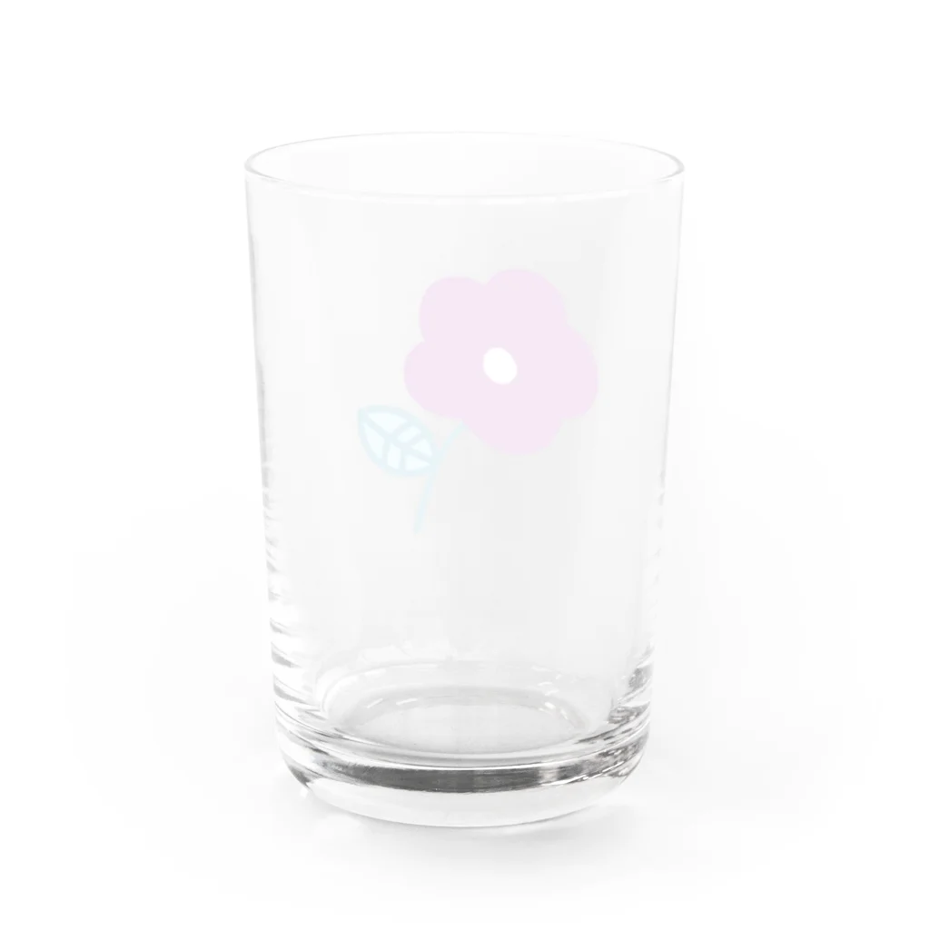 pajamaのむらさき色のお花 Water Glass :back