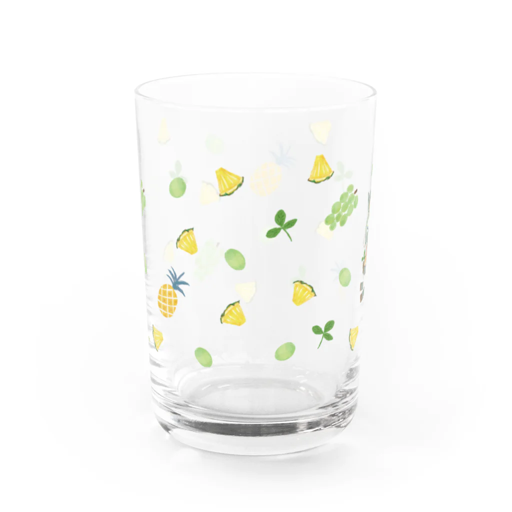 瀬戸めぐみ｜イラストレーター　   のロバとパイン＆シャインマスカット　グラス Water Glass :back