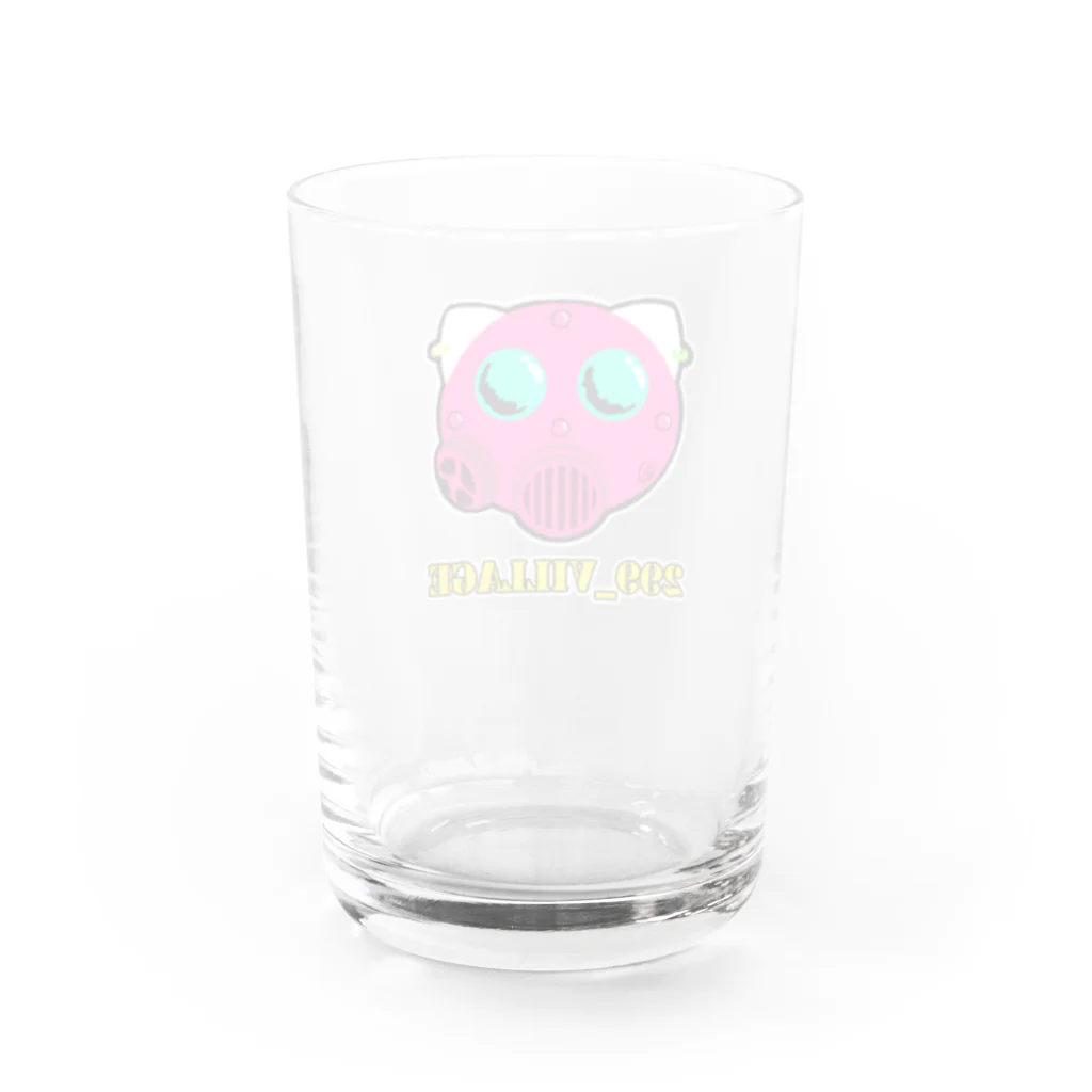 肉球の村。のガスマスクにゃんこ Water Glass :back