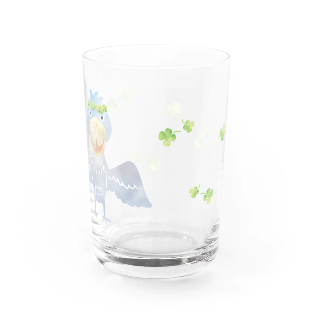 ハシビロ☆SHOPのクローバー☆ハシビロコウ Water Glass :back