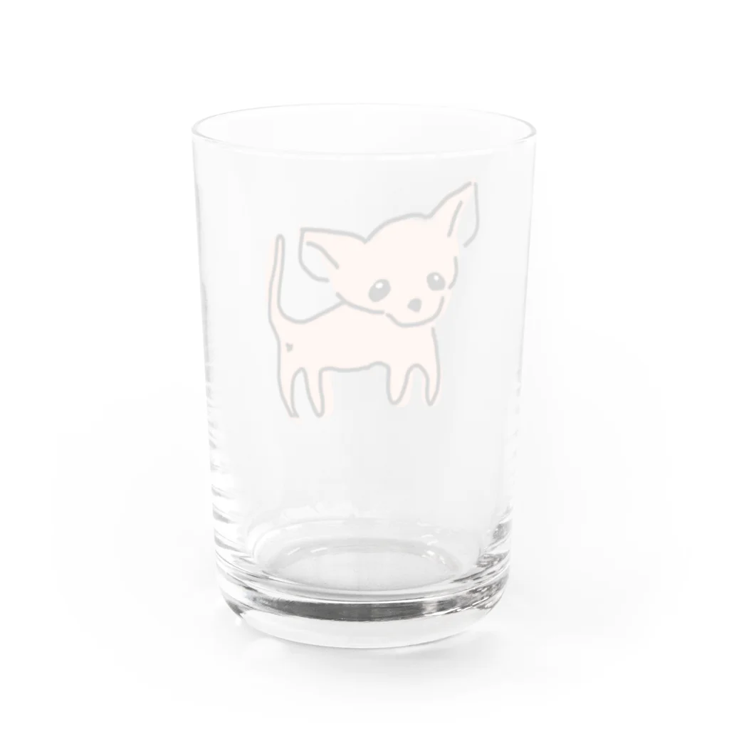 akane_art（茜音工房）のゆるチワワ（オレンジ） Water Glass :back