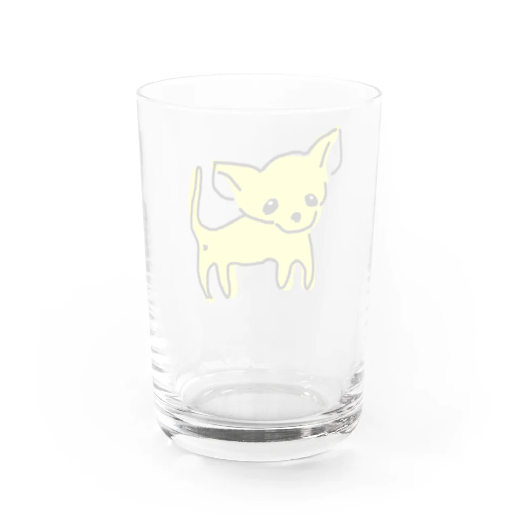 akane_art（茜音工房）のゆるチワワ（イエロー） Water Glass :back