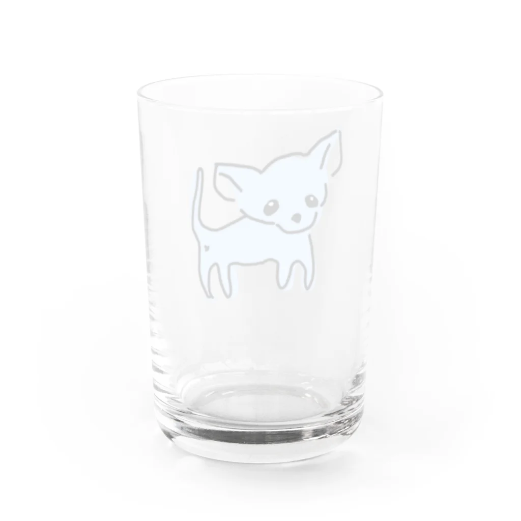 akane_art（茜音工房）のゆるチワワ（ブルー） Water Glass :back