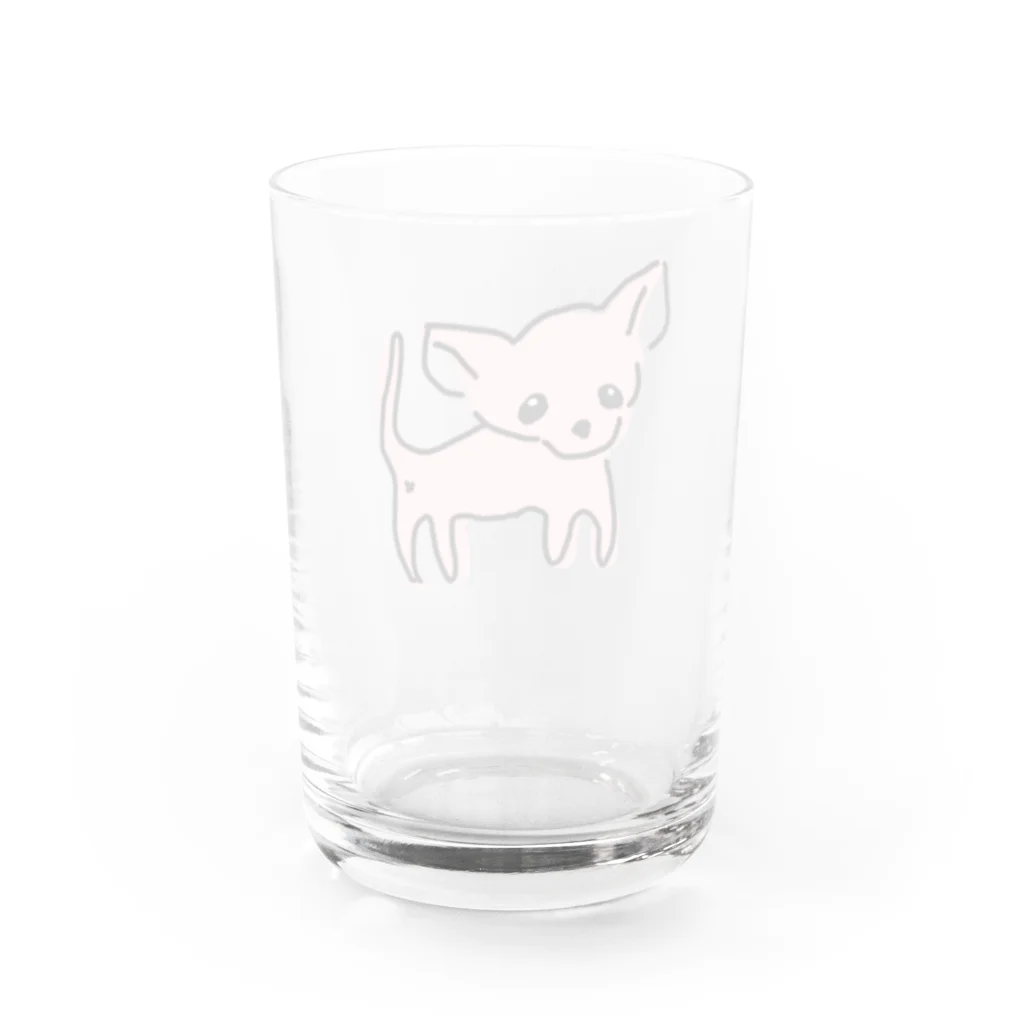 akane_art（茜音工房）のゆるチワワ（ピンク） Water Glass :back