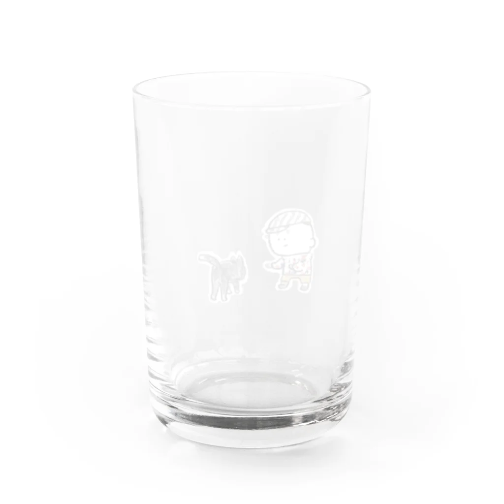 ふっくらボリサットの猫にちょっかいだす夫・サミ太郎 Water Glass :back