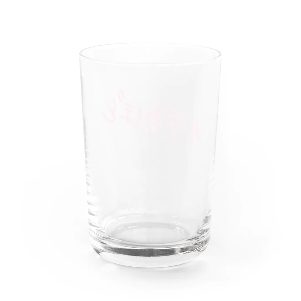 湯あがりポットラックのハッシュタグ グラス（PINK） Water Glass :back