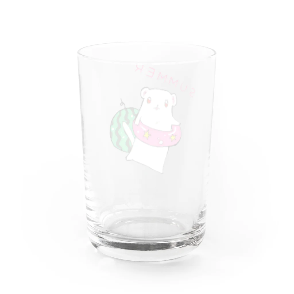 みるくま商店の夏だ！スイカだ！フェレット（アルビノ） Water Glass :back