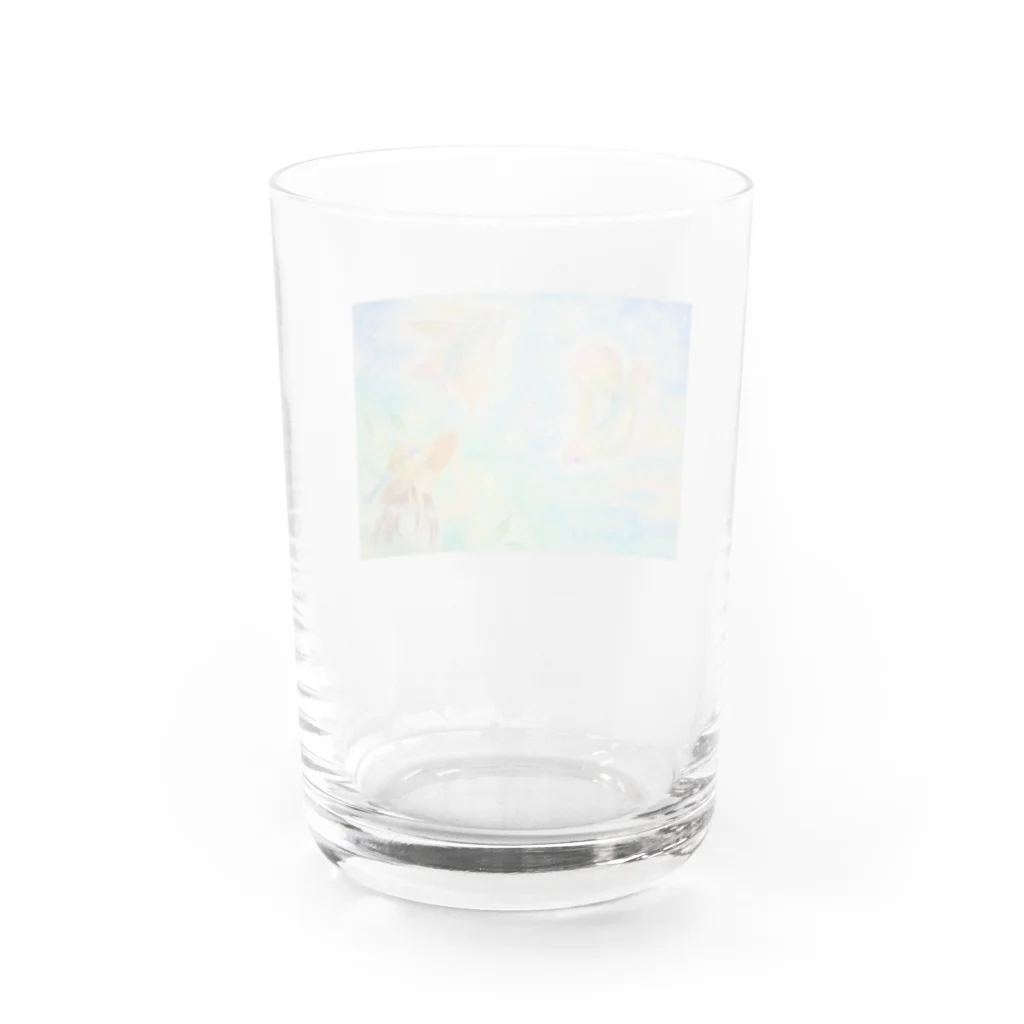 ヨッシー本舗の虹色のさかな Water Glass :back