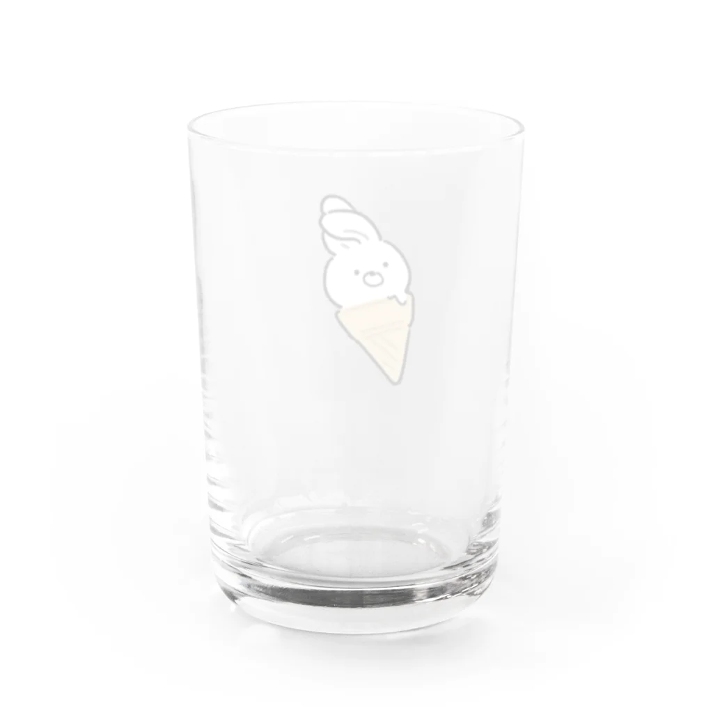 白くて簡素のソフトクリームうさちゃん Water Glass :back
