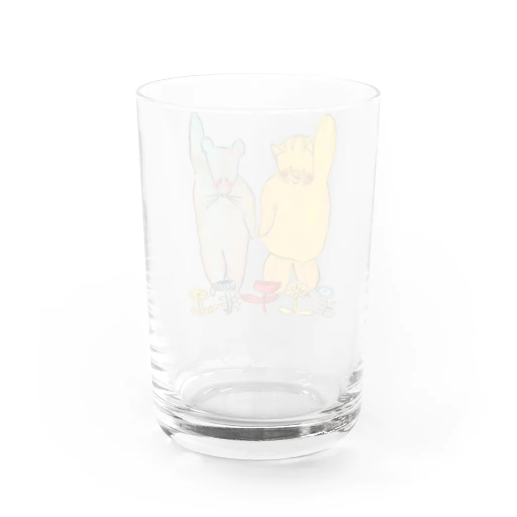 cosakuのネズミとウリボウと花 Water Glass :back