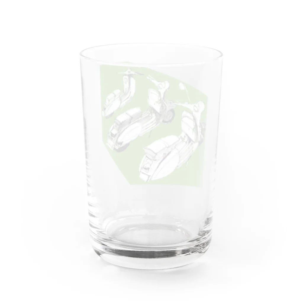 アニマルシェのvespa風ビンテージバイク緑 Water Glass :back