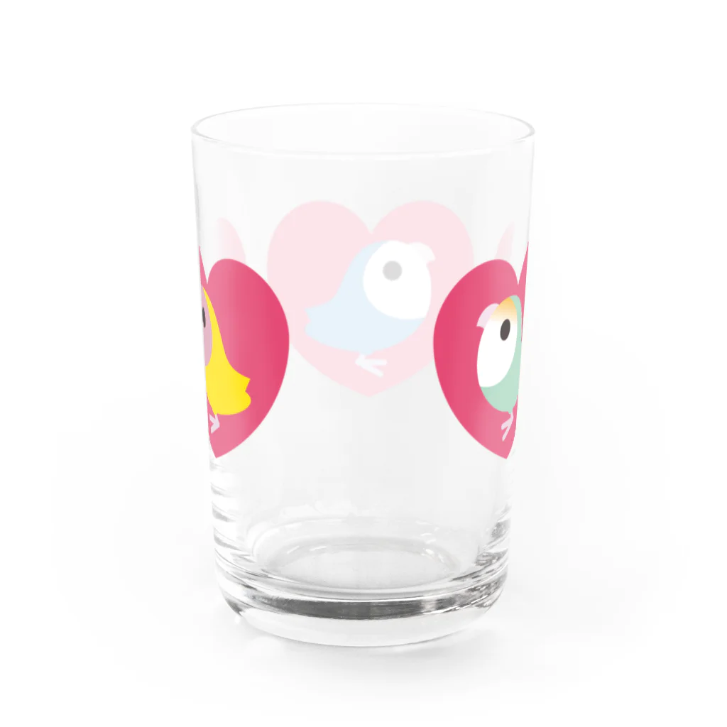 コザクラインコSHOP (kotorigoto/Lovebirdlove)の3 HEART KOZAKURA Water Glass :back