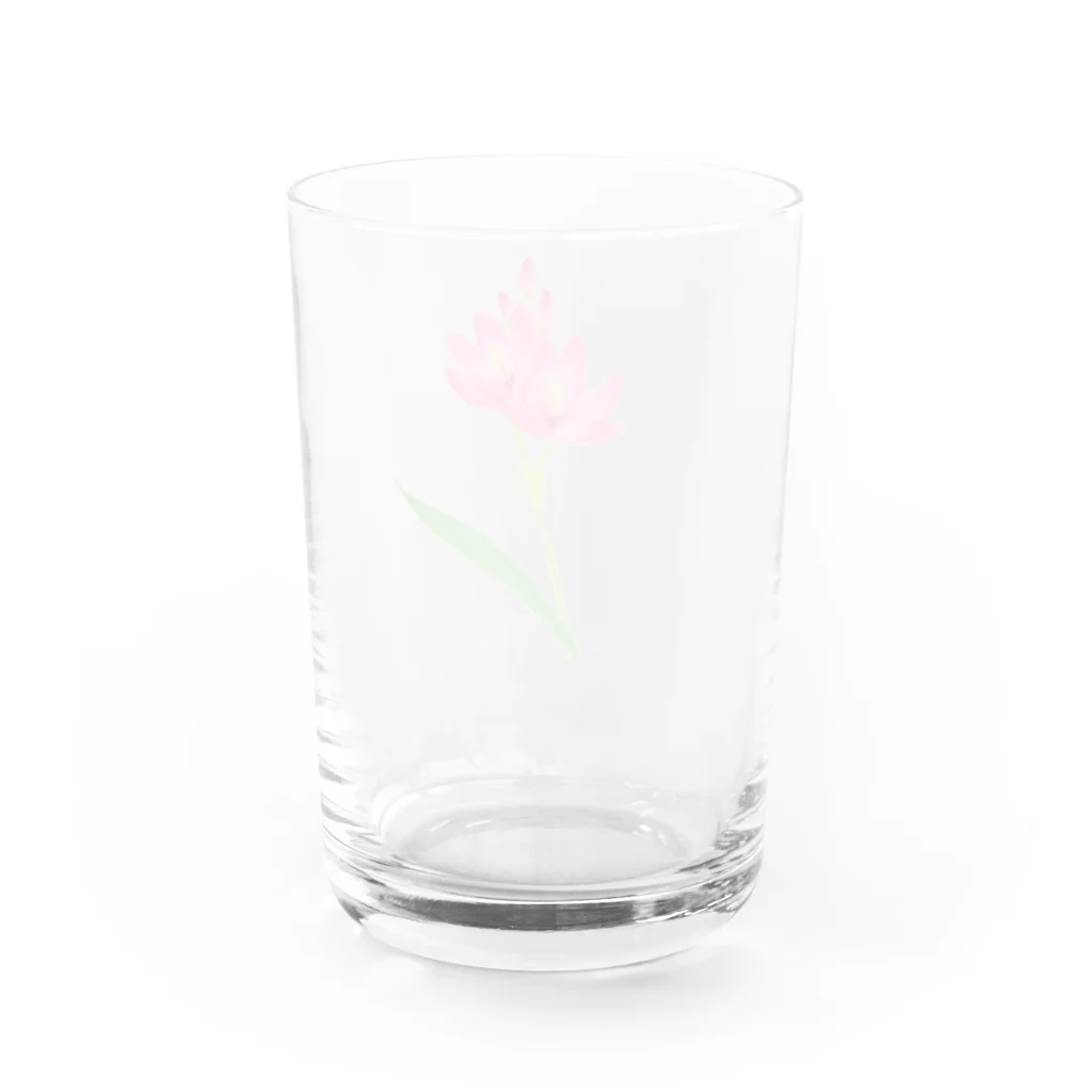 小さな星の庭のピンクのお花 Water Glass :back