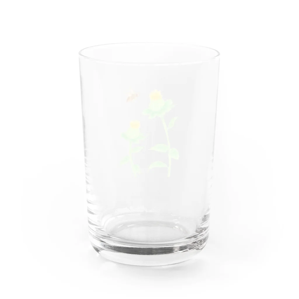 小さな星の庭のみつばちと紅花 Water Glass :back