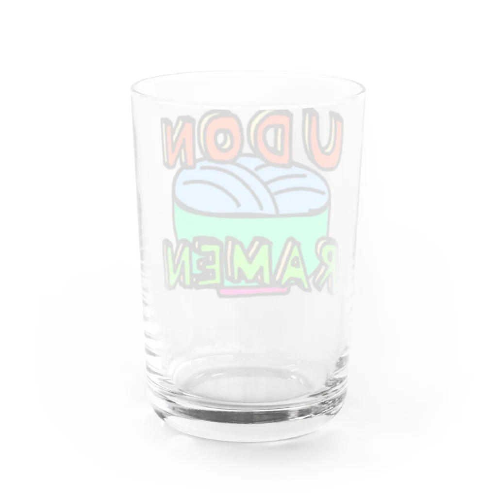 夫婦とその子のUDONRAMEN Water Glass :back