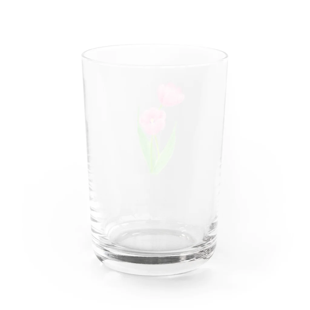 小さな星の庭のピンクのチューリップ Water Glass :back