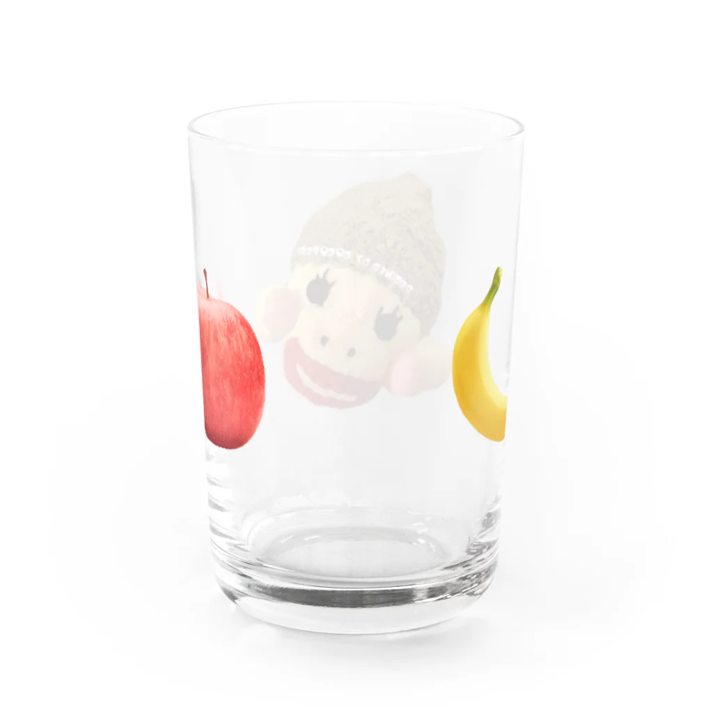 cocoperiのソックモンキーとバナナとリンゴ Water Glass :back