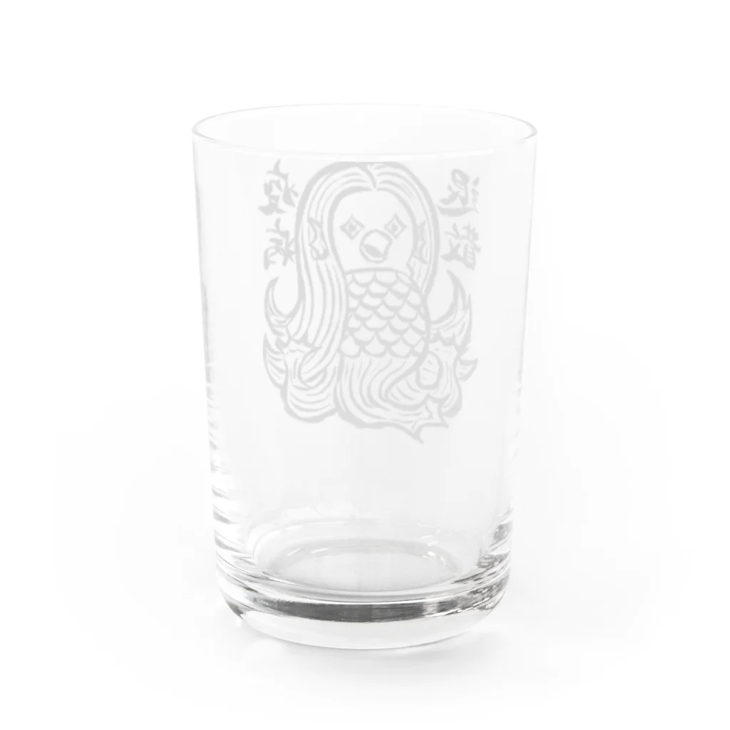 illust_designs_labの疫病退散 妖怪アマビエの画 手描き 白黒 Water Glass :back