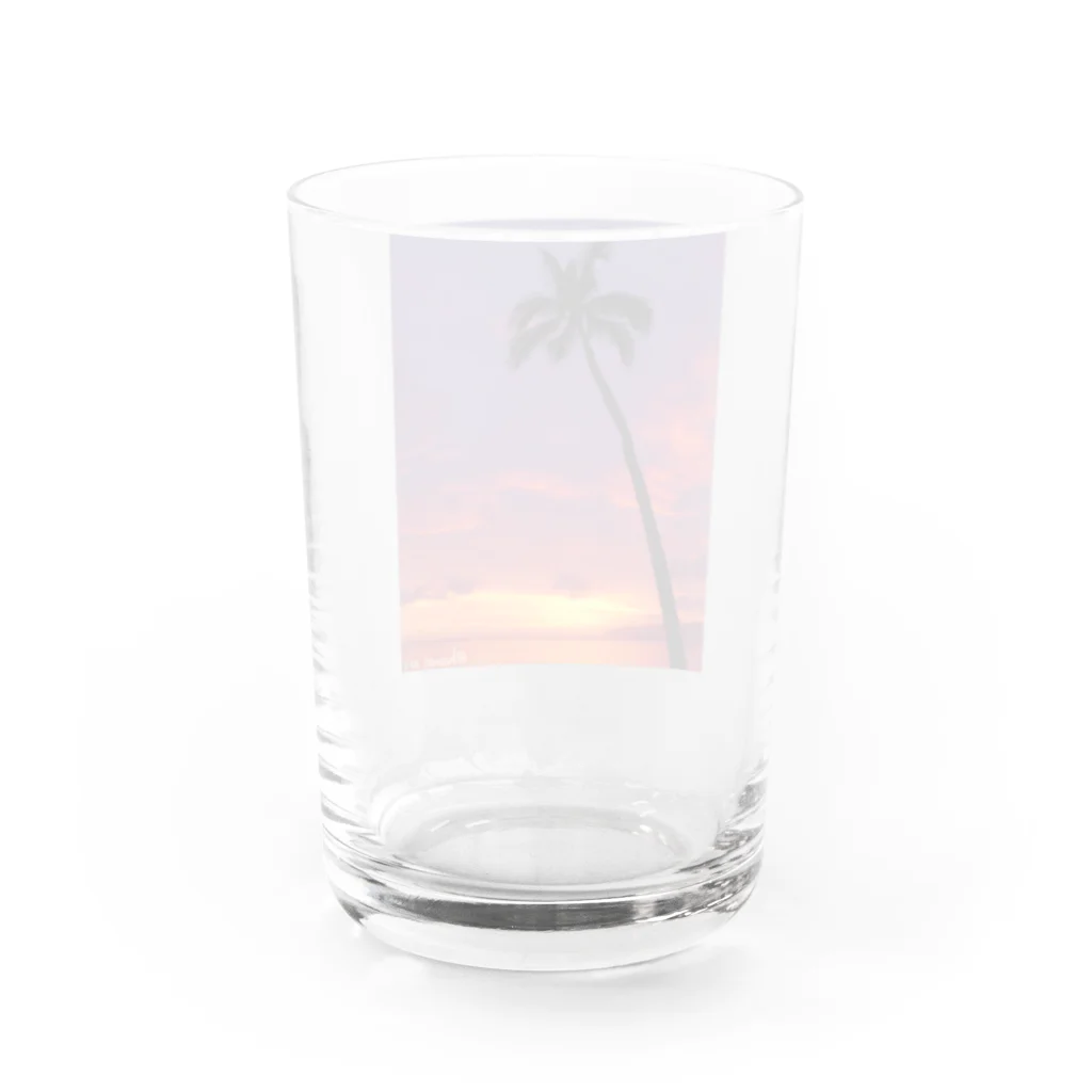 hawaiitaroハワイグッズショップのsunsetヤシの木 Water Glass :back