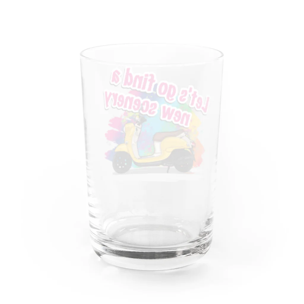 バイクは楽しいのバイクに乗ってレッツゴー! Water Glass :back