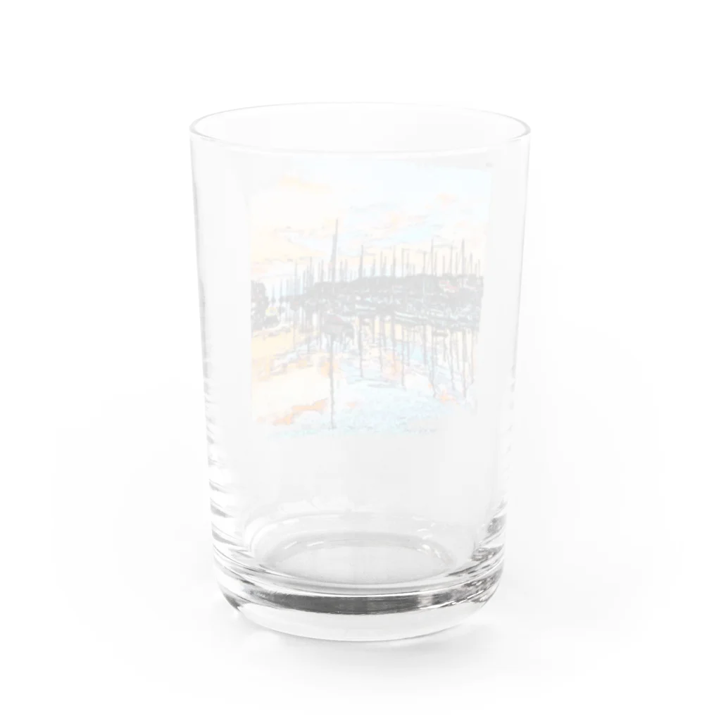 マロマロの夕暮れヨットハーバー Water Glass :back