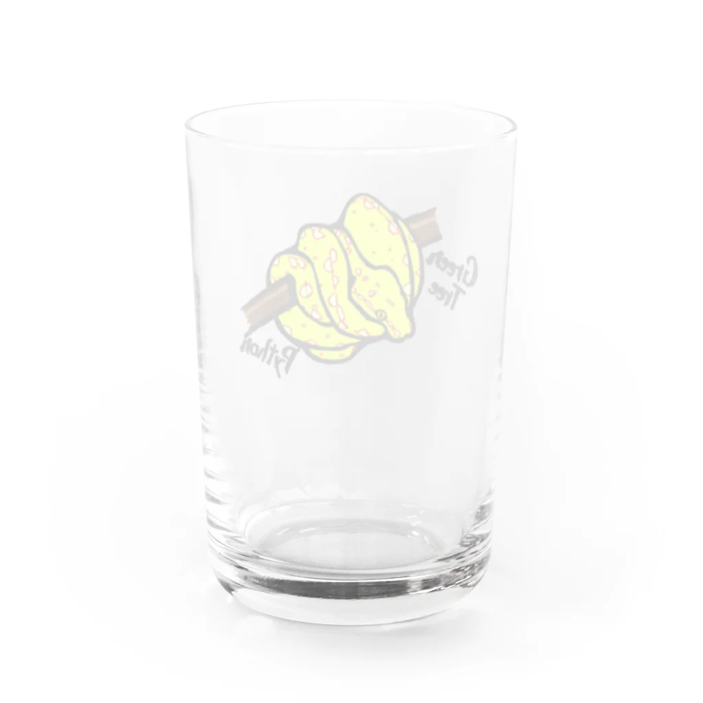 Sumireptiles🐍__爬虫類・生き物グッズのグリーンパイソン（イエロー） Water Glass :back