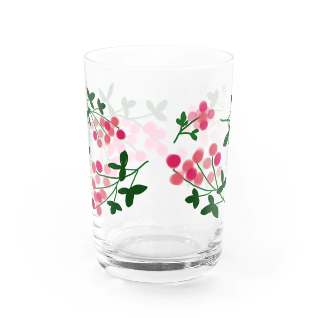 小鳥と映画館のボタニカル ベリーの花 増量版 Water Glass :back