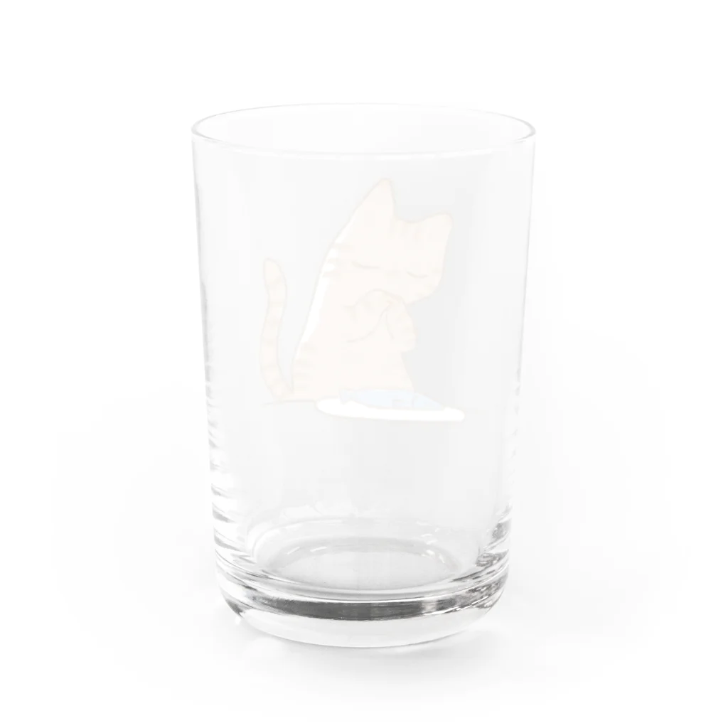 おいしいごはん屋のいただきますねこ・茶 Water Glass :back