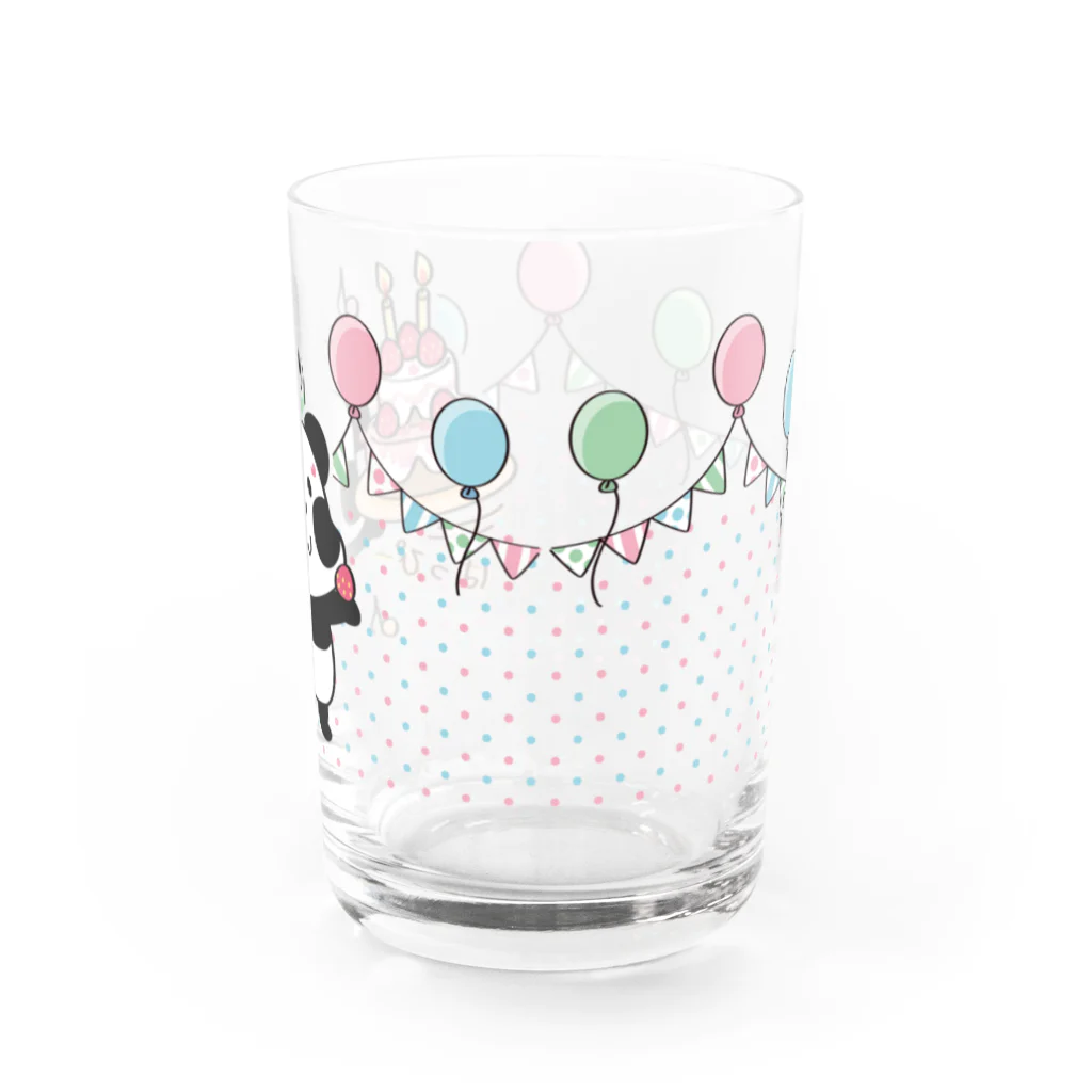 イラスト MONYAAT のズレぱんだちゃんのはっぴーグラス_kyu13 Water Glass :back